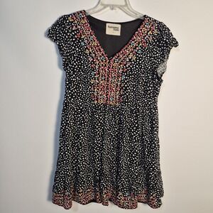 Savanna Jane L Embroidered Babydoll Boho Festival Peasant Polka Dot Dress